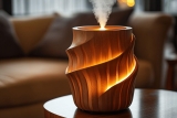 Humidificateur d&rsquo;air en bois diffuseur d&rsquo;huiles essentielles LED pour espaces intérieurs